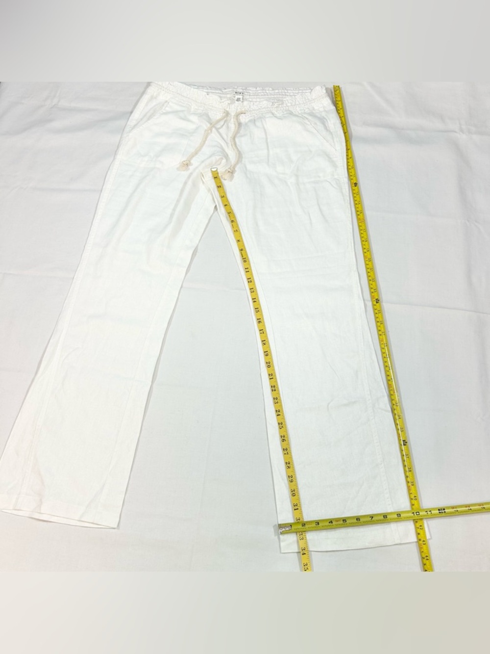 NWT Roxy Women's XL Oceanside Pants Linen Viscose Comfort Summer Beach White - Picture 2 of 7